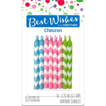 Best Wishes By Cake Mate Candles 16/Pkg-Chevron