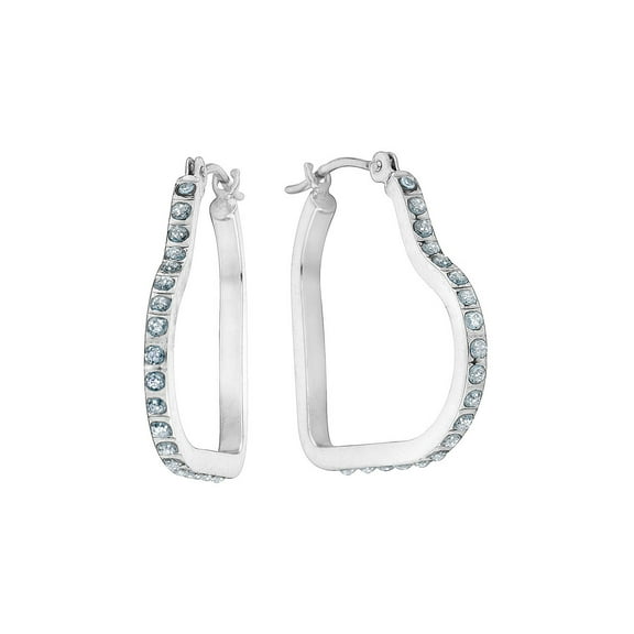 Gem & Harmony Accent Diamond Heart Hoop Earrings in 14K White Gold (3/4 inch) for Women