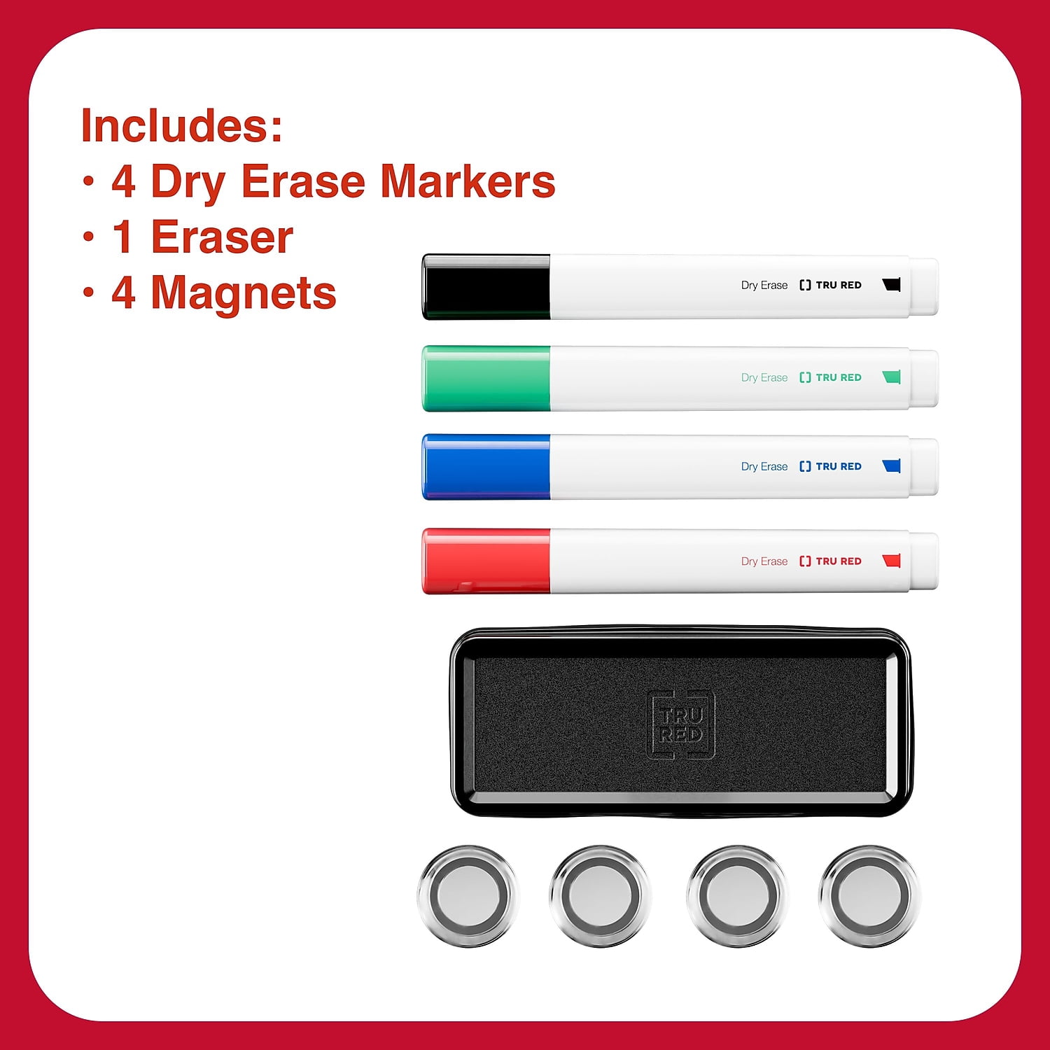 TRU RED Magnetic Painted Steel Mobile Dry Erase Board Aluminum Frame 30"H x 40"W (TR62827)
