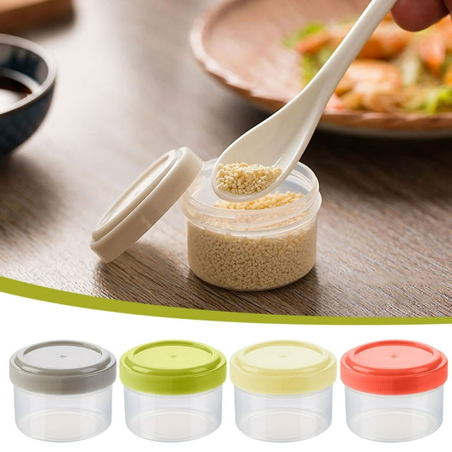 Portable Seasoning Containers with Lids - 4 Pack Reusable Condiment Bottles for Lunch Box, BBQ, and Camping