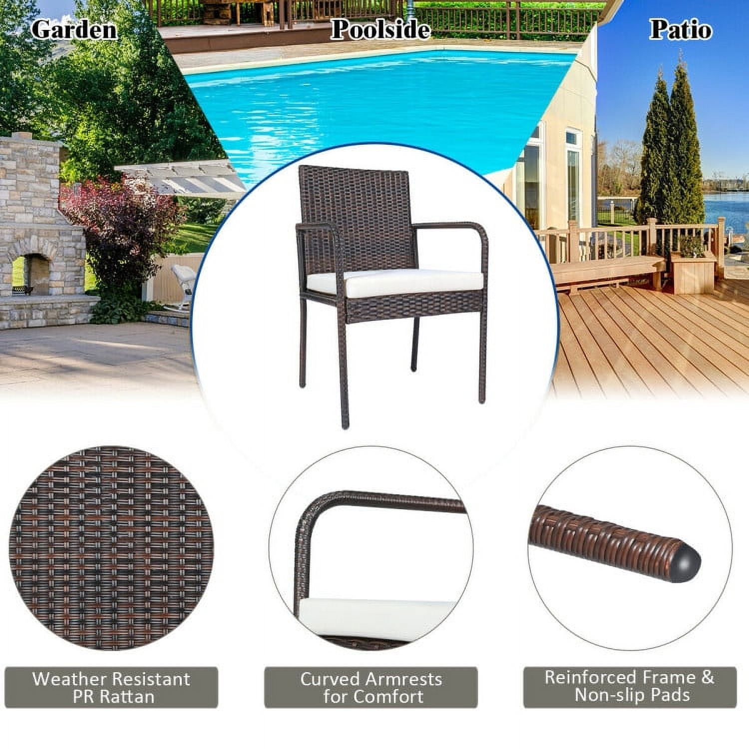 Aimee Lii 4 Pieces Outdoor Patio Rattan Dining Chairs Cushioned Sofa, Wicker Conversation Sets Aimee Lii 4 Pieces Outdoor Patio Rattan Dining Chairs Cushioned Sofa, Wicker Conversation Sets
