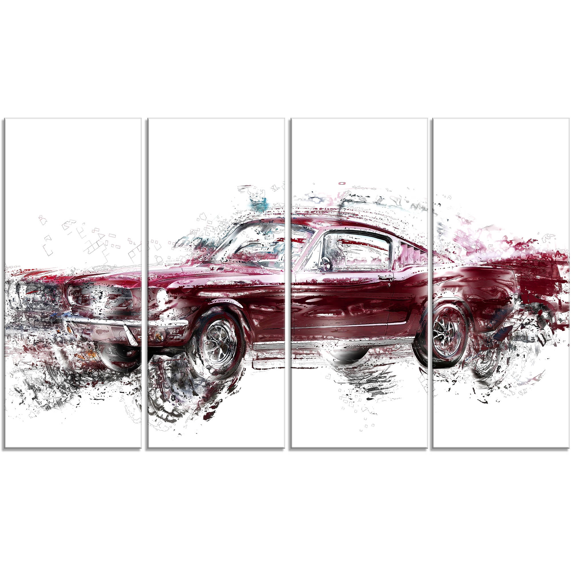 DESIGN ART  "Wine Colored Muscle Car" Canvas Art Print