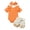 a25-Orange, variant on Newborn Baby Girl Clothes Ribbed Ruffle Sleeves Floral Print Romper Shorts Set Headband 3Pcs Summer Coming Home Outfit Size 6-12 Months,Orange