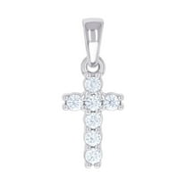 925 Sterling Silver Womens 0.22ct Moissanite Cross Religious Charm Pendant Necklace 17x7mm Wide Pendant for Women