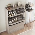 thumbnail image 2 of Shoe Cabinet with 3 Flip Drawers, Modern Shoe Storage for Entryway, Wooden Shoe Organizer Cabinet with Adjustable Shelf, Hidden Shoe Rack for Hallway, Living Room, Natural, 2 of 9