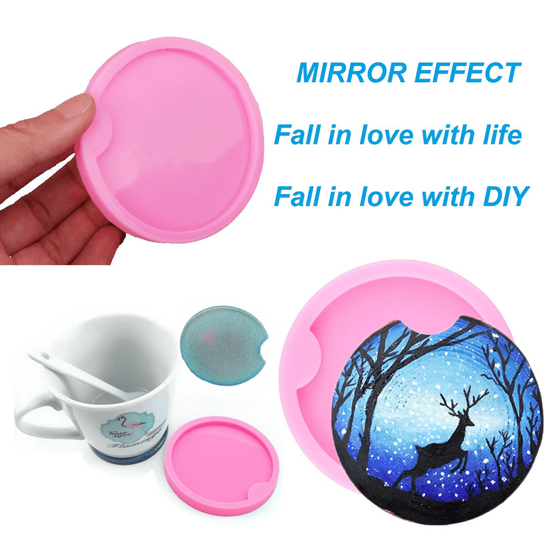 8 Pieces Car Coaster Mold DIY Round Coaster Silicone Mold Epoxy Resin  Casting Mold DIY Molds Silicone Keyring Mold for Cup Mats, Home Decoration