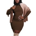thumbnail image 3 of Birdeem Robe Mode Femme Slim Col Rond Manches Longues Couleur Unie, 3 of 9