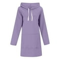 thumbnail image 3 of Sweatshirt for Women,Women's Autumn Long Sleeve Side Opening Solid Color Extended Pocket Hooded Drawstring Casual Skirt Hoodie,Plus Size Sweatshirts for Women,Size:XXL, 3 of 8