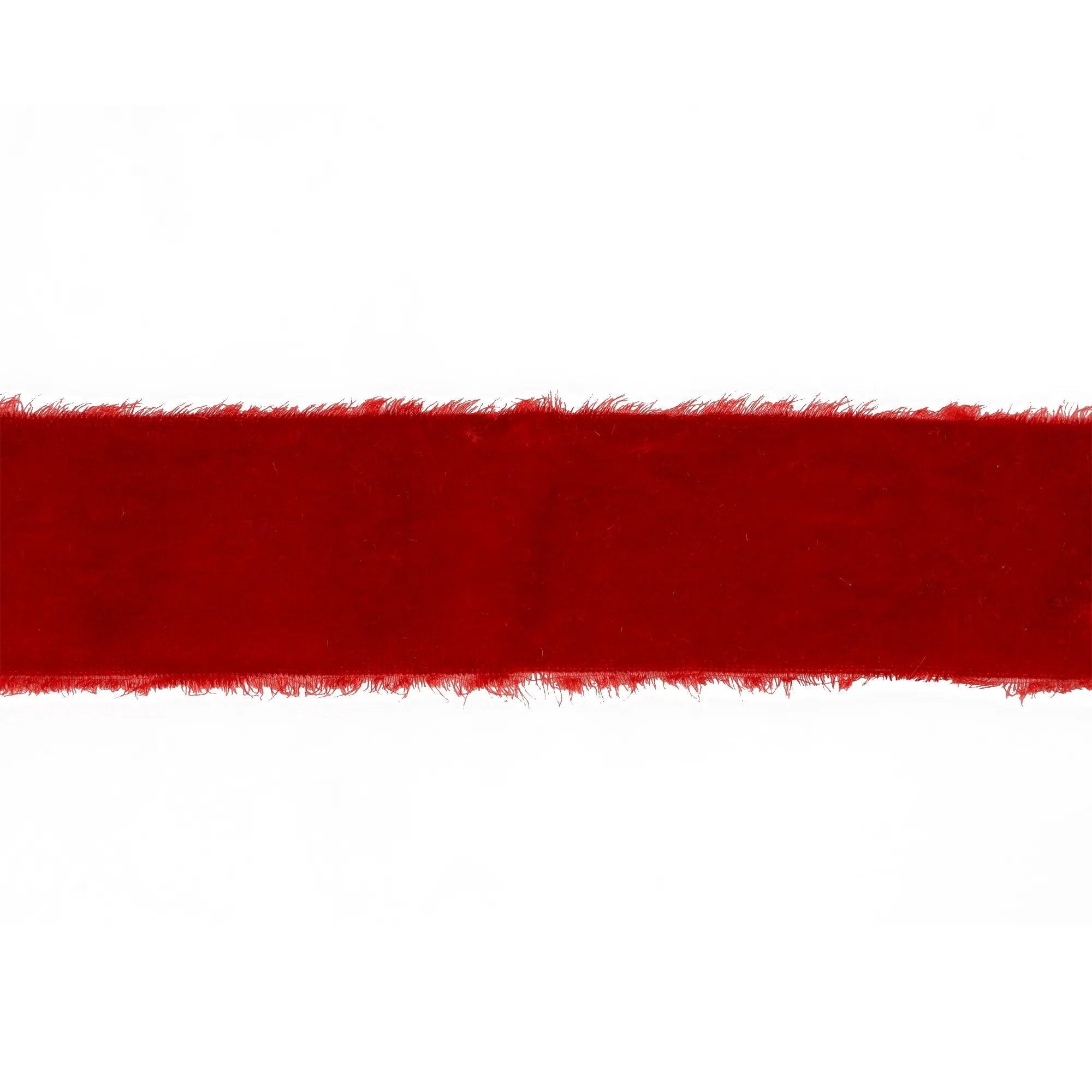 LaRibbons 1 1/2" Frayed Edge Velvet Ribbon Red, 5 Yard Roll