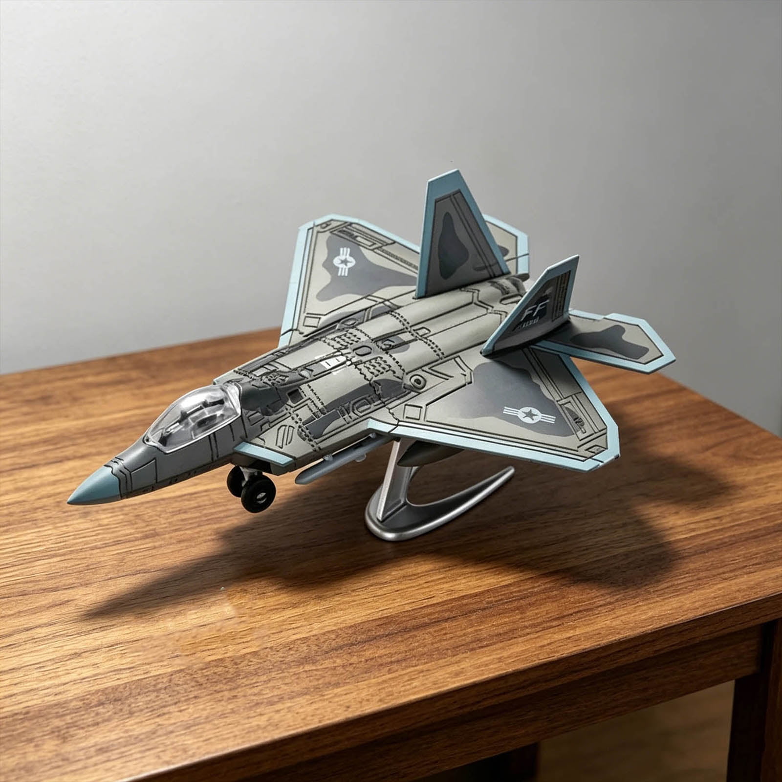 TAPDRA F-22 Raptor 1/100 Scale Stealth Fighter Model Kit With Stand For Home Office And Shelf Display