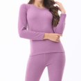 thumbnail image 2 of JIKNTTR Thermal Underwear Set For Women Long Johns Lined Base Layer Top Bottom Set 2 Piece Fashionable Breathable Soft Pajama Set Stylish Thermal Underwear Set, 2 of 4