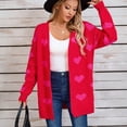 thumbnail image 6 of Amidoa Long Sleeve Womens Sweaters Pink Valentines Cardigan Long Pockets Knit Heart Cardigans Womens Sweaters Cardigan S, 6 of 9