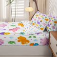 thumbnail image 5 of Homewish Kawaii Dino Zipper Twin Comforter Sets with Fitted Sheet and 2 Pillowcases,Cartoon Wildlife Zipper Bedding Set,White,Colorful Stars Reversible,4pcs, 5 of 8