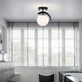 thumbnail image 2 of Samina 7 in. 1-Light Indoor Matte Black Finish Semi-Flush Mount Ceiling Light with Light Kit, 2 of 5