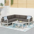 thumbnail image 2 of GDF Studio Sonora Outdoor Aluminum 4 Pcs Sofa Set, Silver and Gray, 2 of 4