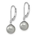 thumbnail image 2 of Sterling Silver Majestik Rhodium-plated 8-9mm Grey Imitation Shell Pearl Leverback Earrings, 2 of 2