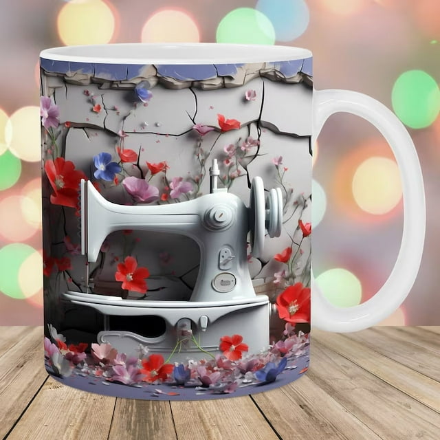 Tasse de Machine à Coudre à Motif Floral, Tasse à Café Amusante - Tasse de Couture, Toute Journée Passée à Coudre Est une Bonne Journée, Tasse de Machine à Coudre, Tasse à Café de Couture
