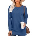 thumbnail image 1 of Fashnice Hauts pour Femmes T-Shirt Uni Col Rond Tee Ample Quotidien Chandail Vert Caché TG, 1 of 2