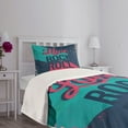thumbnail image 5 of Ambesonne Rock Music Quilted Bedspread Set 2 Pcs, I Love Rock 'n' Roll, Twin Size, Dark Coral Turquoise, 5 of 6