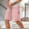 thumbnail image 7 of HOZADOIE Mens Athletic Shorts Cargo Fashionable Solid Color Elastic Waistband Drawstring Comfortable 5 Inseam Loose Fit Casual Shorts with Pockets, 7 of 7