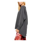 FREE PEOPLE Womens Gray Long Sleeve Boat Neck Sweater M