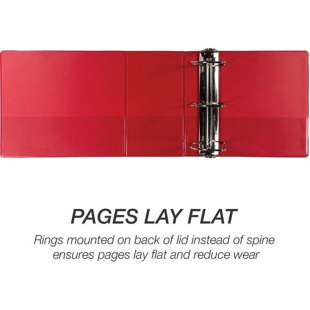 Samsill Nonstick 6" Locking D-Ring View Binder 6" Binder Capacity - 1225 Sheet Capacity - 3 x D-Ring Fastener(s) - 2 Internal Pocket(s) - Red - 2.73 lb - Recycled - Lockable, Non-stick, Concealed Rive