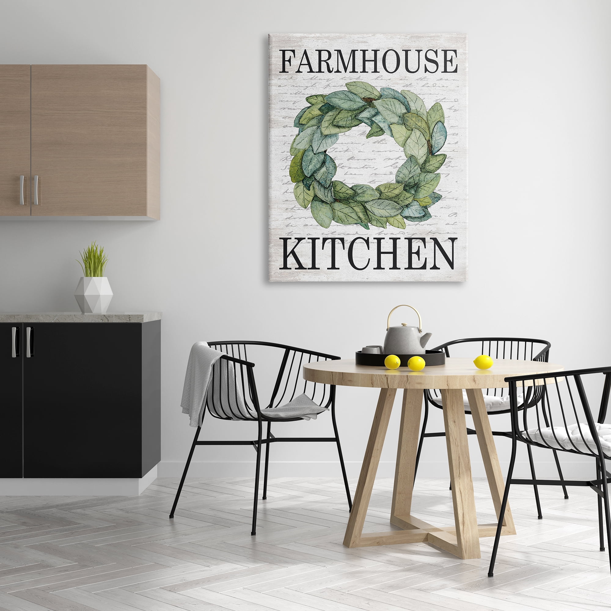 Stupell Industries Farmhouse Kitchen Phrase Tree Leaf Wreath Soft Script, 36 x 48, Design by Lettered and Lined