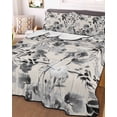 thumbnail image 3 of Quilts Twin XL Size, Black Grey Spring Floral Soft Comforter Bedding Set for Bed, Summer Botanical Watercolor Rustic Lightweight Quilted Bedspread with Pillow Cover(2 Pieces), 68x98 Inch, 3 of 6