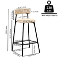thumbnail image 3 of Counter Height Bar Stools Set of 2 Handwoven Paper Rope BarStools Boho Round Dining Pub Chairs for Kitchen Island (Black & Creamy White), 3 of 7