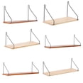 thumbnail image 3 of Estantería de pared retro de madera con estantes de alambre de metal negro, almacenamiento beige S, 3 of 9