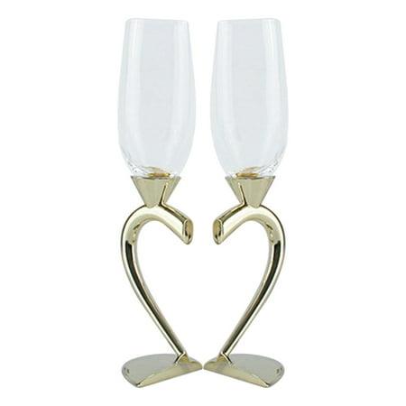 

Wedding Champagne Flute Glasses for Bride and Groom Champagne Glasses Joint-Heart for Wedding Engagement Anniversary B