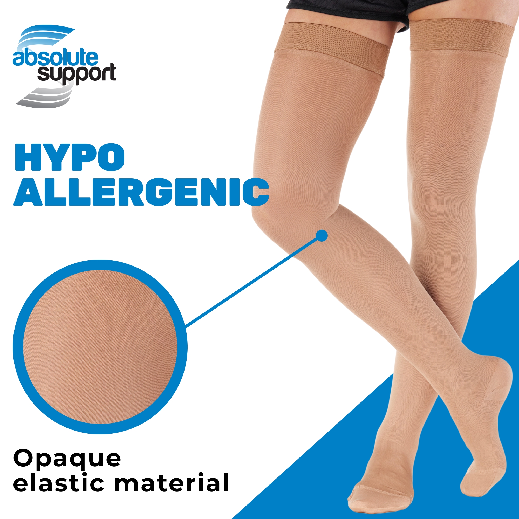 Absolute Support Medical Opaque Compression Sleeves, Firm Support 20-30mmHg  - Unisex - A712