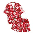 thumbnail image 7 of spring floral split short pajama sets for women cute printed sleep shorts Women's Christmas HoHo Snowflake Print Shorts & Short Sleeve Pajama Set, 7 of 7