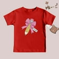 thumbnail image 5 of LIIPEE Boys Girls Tops Cartoon Bowknot Pencil Printed Short Sleeve Round Neck Tshirt Top Child Comfort Indoor Tee,Red,12-13 Years, 5 of 5