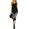 thumbnail image 5 of Women V Neck Sleeveless Asymmetric Hem Solid Color Tank Top, 5 of 5