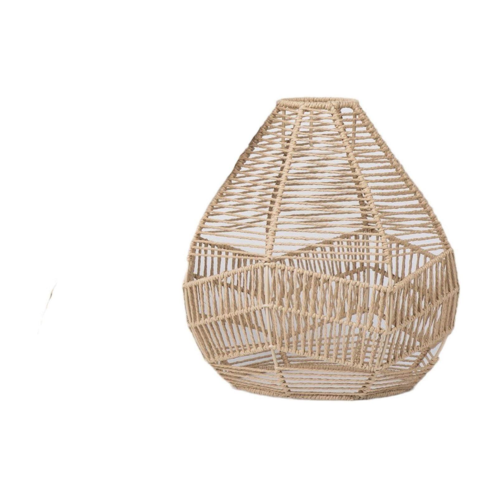 Vintage Hand-Woven Rattan Lamp Shade, Natural Boho Wicker Pendant Light Cover, Rustic Bamboo Ceiling Fixture for Dining Room, Bedroom, and Hallway, Farmhouse Lighting Decor