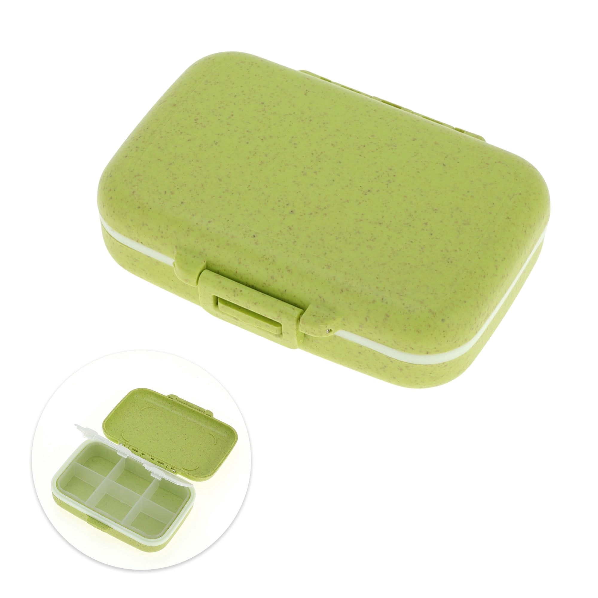 Unique Bargains 6 Grids Single Layer Pill Box for Travel 1 Pc Green