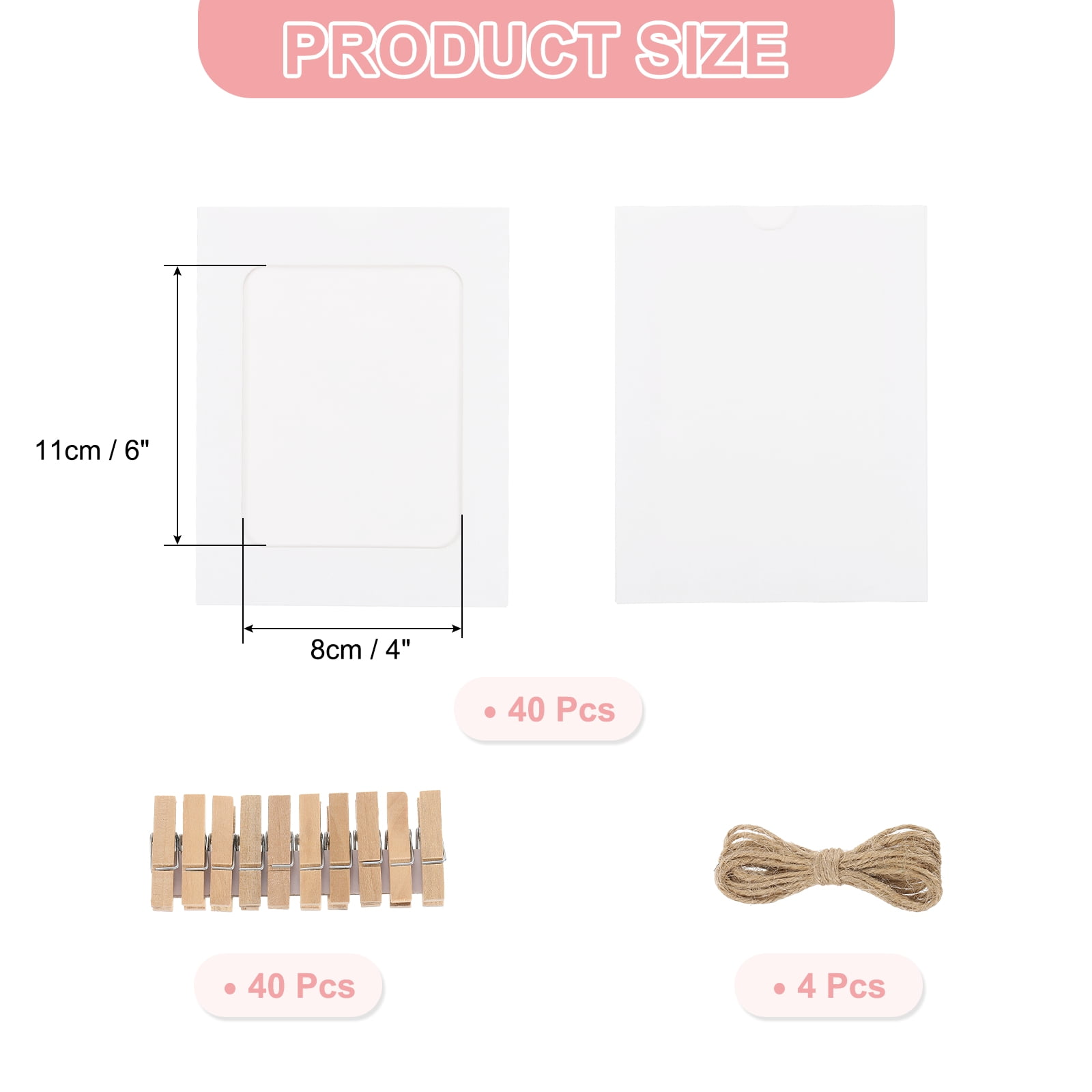 Unique Bargains Kraft Photo Display Banner with Clips String Picture Frames White