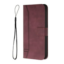 Dteck for Motorola Moto G Stylus 5G Case 2021 Wallet with Strap Wristlet, Slim Lightweight PU Leather Folio Case with Card/Cash Slots for Moto G Stylus 5G 2021,Winered