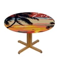 thumbnail image 3 of Orinice Palm Trees Sunset Tropical Round Table Cover Stain Resistant Washable Indoor Outdoor Tablecloth Kitchen Dining Wedding Parties 100% Polyester Fiber 42-46, 3 of 8