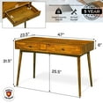 thumbnail image 2 of Acacia Lagom 48" Solid Wood Work Desk with Drawers Office Desk for Home Office, Caramel, 2 of 9