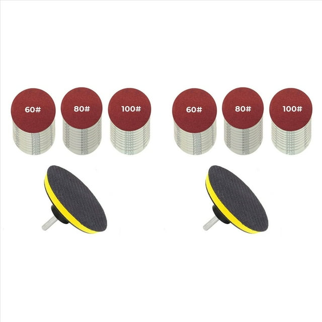 Accesorio de Lijado de Broca de 60 Piezas Papel de Lija 60/80/100 y Juego de Almohadilla Trasera de 5 Pulgadas, Disco de Grillete Eléctrico, con Almohadilla