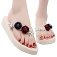 thumbnail image 3 of CAICJ98 Women Shoes Ladies Fashion Solid Color Leather Strap Open Toed Straw Woven Sole Flat Sandals,White, 3 of 5