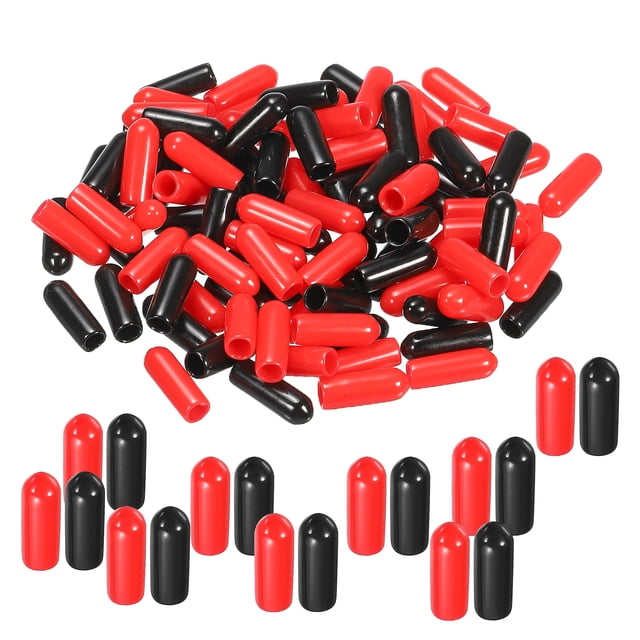 Unique Bargains 100pcs Rubber End Caps Cover Assortment 4mm Screw Thread Protector for Screw Bolt Black Red