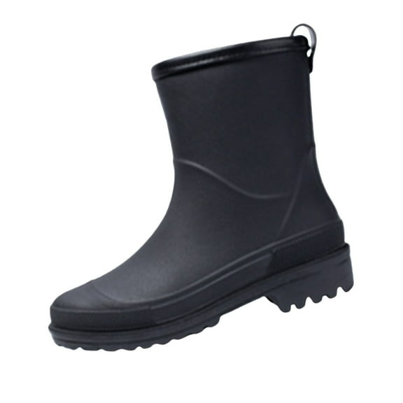 LIJCC Anti-Slip Elastic Slip on Rainboots Short Rain Boots for Womens Ankle Rainboot Slip on Garden Boot Ladies Rubber Outside Work with Comfort