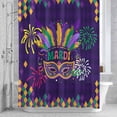 thumbnail image 3 of Carnival Shower Curtain for Bathroom Decor, Mask Feathers Firework Purple Yellow Blocks Waterproof Fabric Shower Curtain, 72"x96" Set with 12 Hooks, 3 of 9
