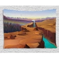 thumbnail image 1 of Southwestern Tapestry, Cartoon Canyon Landscape with Distant Forest Tree Silhouettes National Park, Wall Hanging for Bedroom Living Room Dorm Decor, 80W X 60L Inches, Multicolor, by Ambesonne, 1 of 2