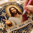 thumbnail image 4 of Jesus Diamond Art Hanging Ornament Kit, Size S Acrylic Diamond Painting Window Hanging Decor, Portable Car Mirror Faith Pendant, Mini Christian Backpack Charm DIY Sign, 1pc, 4 of 5
