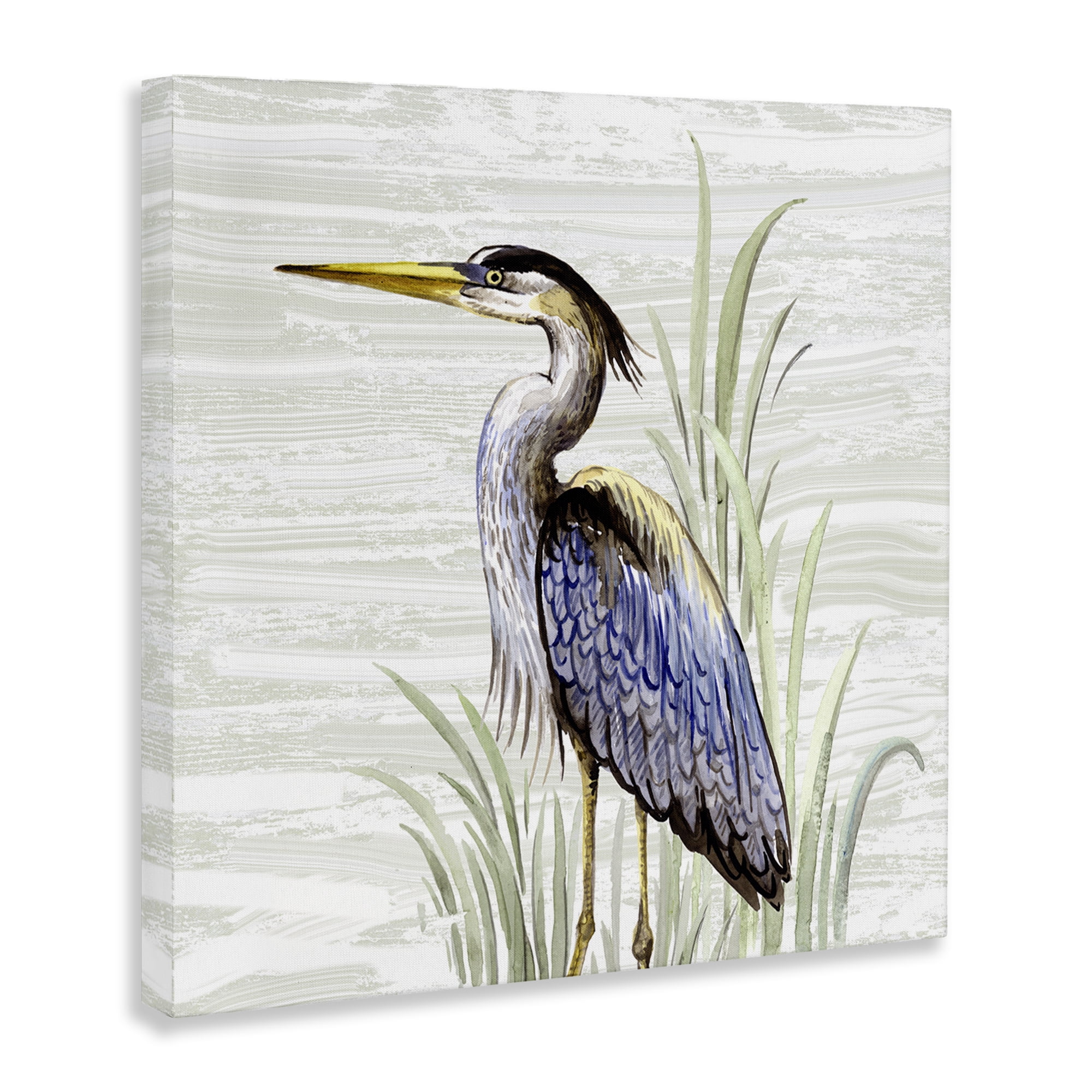 Stupell Industries Beach Bird Simple Heron Animals Painting Wrapped Canvas Art Print Wall Art, 24 x 24