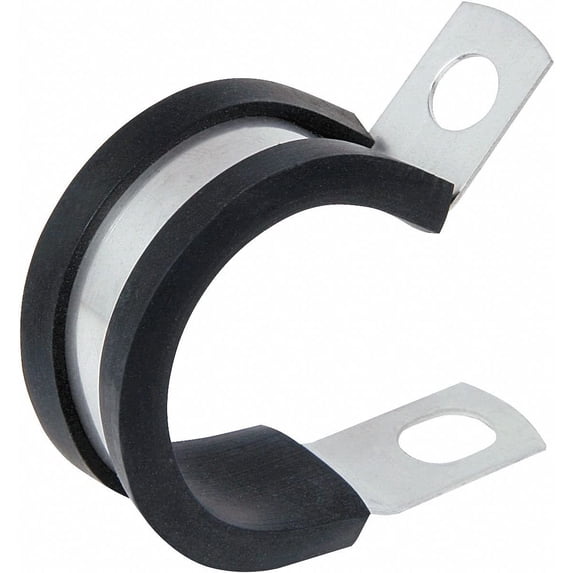 1-5/8 Dia. Cushioned Cable Clamp, Steel, Black, 1/2 Width, PK10